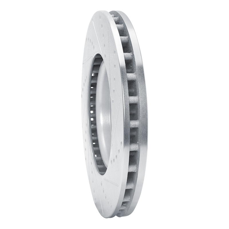 Mitsubishi Lancer Brake Rotor (1) - Front Left - R1 Concepts - Drilled & Slotted - Silver - `03-`06